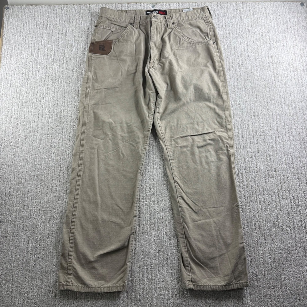 Wrangler Riggs Workwear Mens 34x32 Khaki Tan Ripstop Carpenter Pants 3W045DK